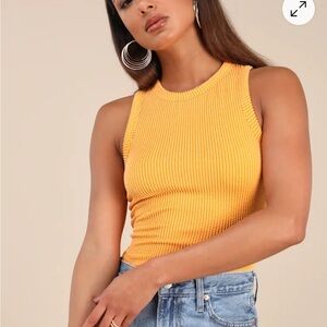 Lulus Essential Update Marigold Ribbed Tank Top